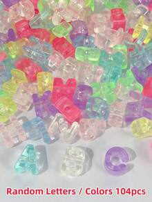 104pcs Rainbow UV Coated Acrylic Beads, Mixed Random Letter Beads, DIY Craft Beads, Suitable For Bracelets, Necklaces, Earrings, Keychains, Phone Chains, Bag Decorations - Multicolor - View 21