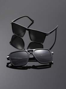 2 Pairs Men's Fashion Frame Glasses, Perfect Combination Of Minimalist Design And Exquisite Craftsmanship, Suitable For Business Meetings, Daily Commute, Leisure Vacation, Fits All Face Shapes. - Multicolor - View 2