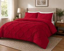 Microfibre Alexandera Duvet Cover Set  Red - Red - View 8