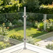 110cm 316 Stainless Steel Railing Post Brushed Finish Floor Mount Glass Balustrade Pole With Complete Installation Accessories For Balcony Stair Pool Guardrail - Silver - View 5