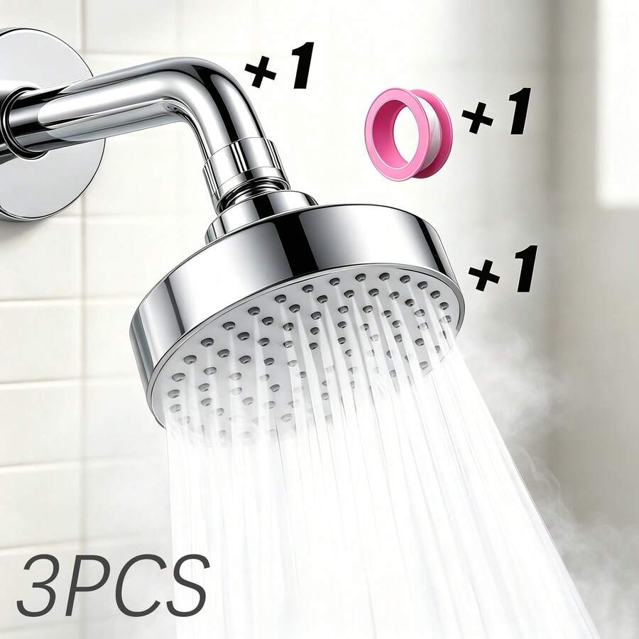 Kit Kepala Pancuran 4 Inci dengan Lengan Ekstensi dan Pita Perekat, Kombinasi Kepala Pancuran Tetap dengan Nozzle Anti-Penyumbatan Berlapis, Perangkat Pengganti Kamar Mandi - Kepala pancuran - View 1