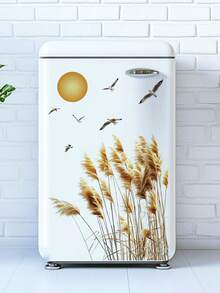 Multiple Simple Watercolor Sun And Reed Self-Adhesive Wall Stickers, Removable And Waterproof With No Residue, Featuring Sun, Flying Birds, And Autumn Reed Scenery Patterns, Perfect For Bedroom And Living Room Wall Decoration. - Wall Stickers - View 11