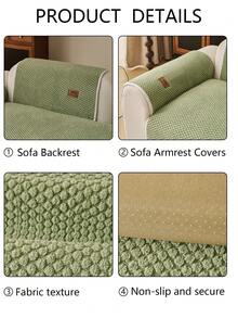 1pc All-Season Comfortable Sofa Cushion Cover, Modern Minimalist Non-Slip Sofa Seat Cover, Dust-Proof, Stain-Resistant, Machine Washable, Hand Washable, Fresh Fashionable Soft Non-Fading Non-Shedding Sofa Cover Cloth, Bedroom Decor, Pet-Friendly Protective Cover, Adjustable Corner Sofa Cover Suitable For Bedroom, Office, Living Room Combination Furniture, L-Shaped Sofa And 1234-Seater Sofa - Green - View 11