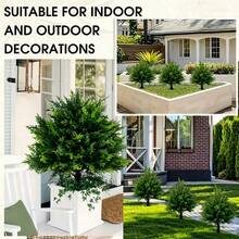 1pc Artificial Green Cypress Tree, Green Faux Plant, Durable Weather-Resistant Plastic Artificial Plant, Suitable For Outdoor Wedding And Porch Decor, With Ground Stake - A - View 1