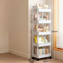 1pc 4-Tier/3-Tier Practical Plastic Rolling Cart With Swivel Wheels, Storage Organizer With Handle, Multi-Functional Mobile Storage Cart For Office, Living Room, Kitchen, Bathroom, Suitable For Storing Snacks And Toys, Mobile Storage Rack With Wheels, Ideal For Home And Office Organization, Plastic Material Is Not Very Sturdy, Not Suitable For Heavy Items, Refer To Image For Dimensions - Multicolor - View 4