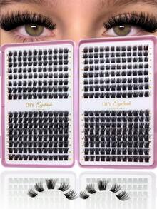 384 Clusters D Curl Single Cluster False Eyelashes, Eyelash Book, 8-16mm Length, Customizable, Natural Fluffy Cat Eye Effect - D - 查看 2