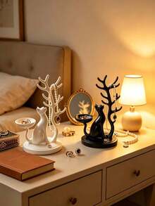 1pc Durable Elegant Cat & Tree Shaped Jewelry Storage Box For Women - Multicolor - View 10