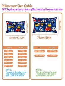 1pc Navy Blue Cartoon Rescue Vehicle Print Duvet Cover Set (No Filling) 100% Polyester Double-Sided Duvet Cover Set, No Filling, Suitable For Infants And Children, Machine Washable, Ideal Holiday Gift For Newborn Bed/Crib - Multicolor - View 10
