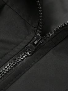 Men's Plus Size Spring/Autumn Outdoor Casual Hooded Jacket, Suitable For Camping, Leisure And Other Activity Scenes - Black - View 4