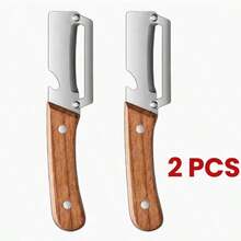 2pcs Heavy Duty Stainless Steel Vegetable Peeler Slicer, Multifunctional Kitchen Tool With Onion Cutting Function, Straight Blade Non-Slip Ergonomic Grip - Silver - View 9
