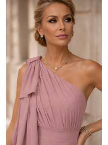 Long Party Dress With Lace, Lined Cups, Comfortable, Elegant, Simple - Rusty Rose - View 3