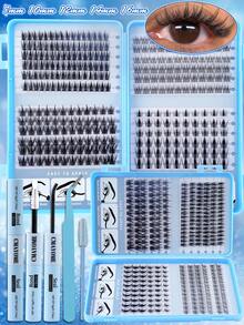 300pcs D Curl Single Lash Book, DIY False Eyelashes, Soft Natural Look Eyelash Extension Set, Fluffy Dense Segmented Lashes For DIY Home Use, Easy To Use, Large Capacity Long-Lasting False Eyelashes To Enlarge Eyes - Multicolor - View 2