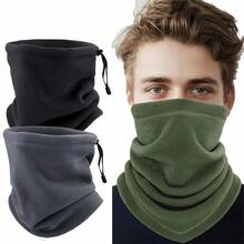 Autumn/Winter Fleece Drawstring Adjustable Neck Warmer, Outdoor Cycling Skiing Warm Neck Gaiter - Multicolor - View 5