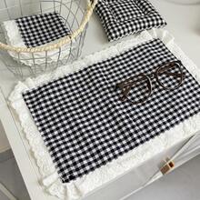 1pc/2pcs/6pcs Korean Ins Style Red Plaid Lace Napkin Placemat Multi-Purpose Dust Cover Food Photography Cloth - Multicolor - View 1