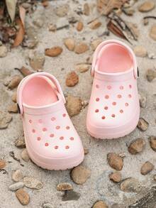 1 Pair New Spring/Summer Girls' Comfortable Fashion Casual Lightweight Indoor/Outdoor Versatile Toe-Protecting Beach Pink Clogs - Pink - View 6