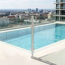 110cm 316 Stainless Steel Railing Post Brushed Finish Floor Mount Glass Balustrade Pole With Complete Installation Accessories For Balcony Stair Pool Guardrail - Silver - View 1
