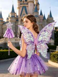1pc Gold Foil Butterfly Wings Prop, Suitable For Various Holiday Costumes, Parties, Bars, Cosplay, Halloween Wings - Multicolor - View 3