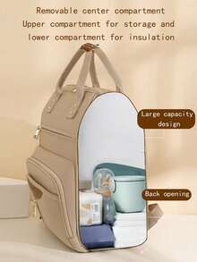 1pc Solid Color Multi-Layer Large Capacity Fashion Minimalist Mommy Bag, Portable Multi-Function Backpack, Halloween Thanksgiving Christmas Gift - Multicolor - View 4