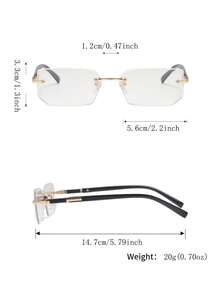 1 Pair Men's Middle-Aged And Elderly Rimless Rectangular Reading Glasses, Low-Key Luxury Elegant Versatile Business Style, Suitable For Business Meetings, Daily Commute, Casual Wear And Hosting - Gold - View 11