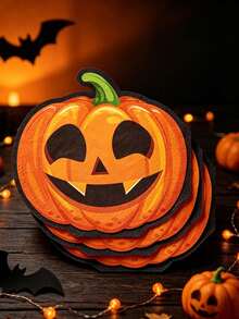 20pcs Halloween Pumpkin-Themed Paper Napkins, Suitable For Halloween Party Table Settings, Dessert Table Styling, Family Holiday Meals, Themed Table Decor,And As An Accompaniment To Halloween Party Favors. - One Size Fits All - View 4