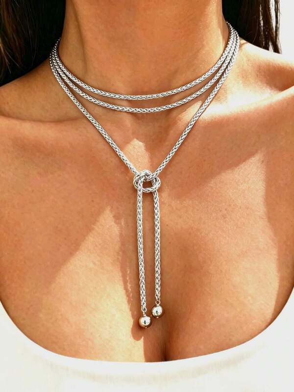 1pc Fashionable Retro Casual Minimalist Long Necklace For Women, Suitable For Daily Wear, Dating, Party, Vacation, Gift