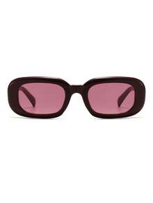 1 Pair Women's Square Thick Frame Bold Fashion Glasses, Full Frame Versatile Retro Eyewear, Suitable For Travel Street Photography Beach Accessory - Burgundy - View 3