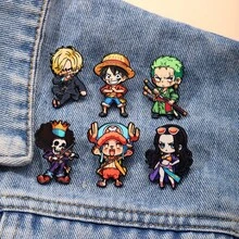 One Piece 琺瑯領章針 魯夫 索隆 山治 喬巴 羅賓 布魯克 Q版動漫角色胸章徽章 背包裝飾 粉絲禮物 - 彩色 - 查看 9