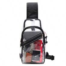 TINYAT Men's Clear Bag Stadium Approved, Transparent PVC Chest Crossbody, Headphone Plug & Detachable Buckle, Security Friendly Game Day Concert Essentials - Multicolor - View 1