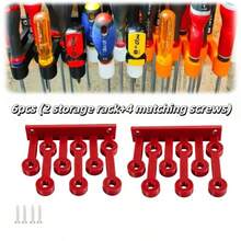 1/2pcs (1/2 Rack + 2/4 Matching Screws) Screwdriver Wall Mount Rack/9-Slot Screwdriver Storage Rack, Garage Organization Tool, Easy Installation, Used For Manual Tool Organization, Suitable For Garage/Warehouse Tool Organization And Storage - Multicolor - View 9