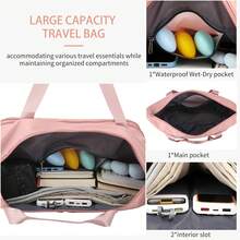 1 buah Tas Penyimpanan Perjalanan Lipat Kapasitas Besar, Terbuat dari Bahan Nilon Tahan Lama, Hitam, Merah Muda, Abu-abu, Biru, Desain Portabel Multifungsi dengan Roda, Cocok untuk Perjalanan Luar Ruangan, Memenuhi Persyaratan Ukuran Rak Bagasi Kabin Pesawat. - A - View 3