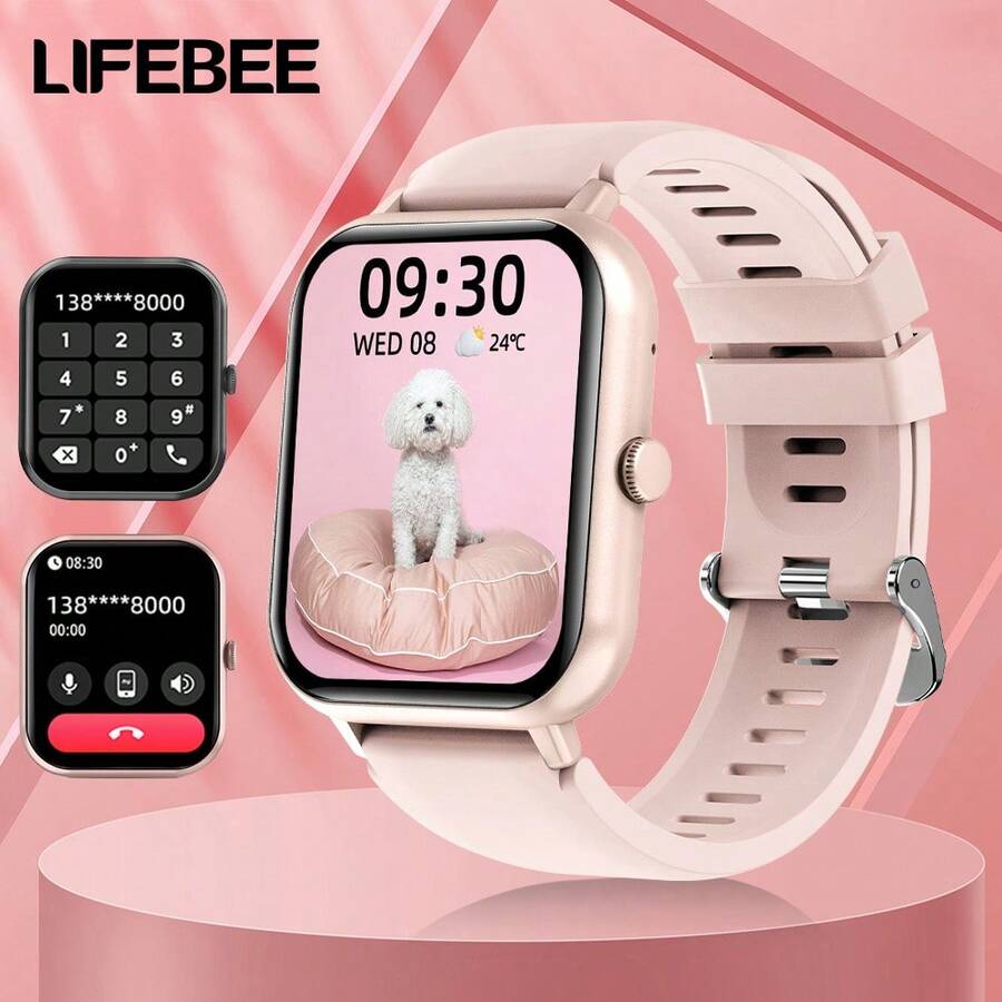 LIFEBEE 男女通用智能手表，1.83英寸高清全触控屏，无线通话智能手表（接听/拨打电话），活动追踪器，100多种运动模式，计步器，消息提醒，健身追踪器