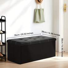 LOVEWE Foldable Double-Stitched Leather Storage Stool, Space-Saving, High Load-Bearing, Storage Bench For Sofa / Shoe Changing / Home Furniture - Black 76*38*38cm - View 12