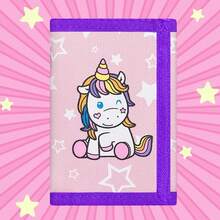 1pc Cute Pink Unicorn Trifold Wallet - Cat Unicorn Pattern, Multiple Card Slots, Key Chain And ID Window, Perfect For Birthday Gift - Multicolor - View 2
