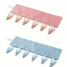 Portable Travel Fabric Clothes Hanger, Compact Foldable Hanger, Bathroom Hanging Rack With 6 Clips, Foldable Space-Saving Sock, Underwear And Small Clothes Drying Rack, Suitable For Travel, Business Trip, Hotel, Dorm, Home - Light Colors - View 12