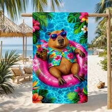 1pc Summer Theme Microfiber Beach Towel, Suitable For Beach, Swimming Pool, Camping And Swimming, Swimming Pool Towel, Fitness Towel - Red - View 2