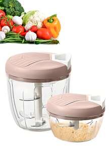 Manual Kitchen Vegetable Chopper, Garlic Grinder, Onion Crusher, Vegetable Slicer, Creative Fruit Grinder, Meat Chopper, Kitchen Tool, Convenient Cooking, Powerful Kitchen Food Processing Assistant - Multicolor - View 1