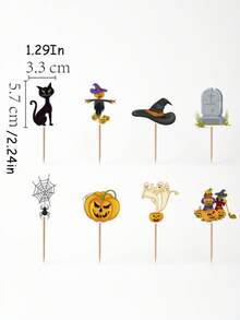 24PCS Halloween Cupcake Decorations, Spider Webs, Pumpkin Toppers, Party Decorations, Suitable For Holiday Party Decoration, Atmosphere Props - Multicolor - View 6