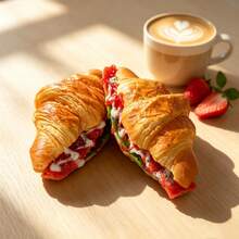 2pcs Set, 1pc Realistic Sandwich Bread, European Style Soda Bacon Croissant Bread, Food Toy, Window Display Model Decoration, Photography Stage Prop - Bacon Croissant - View 2