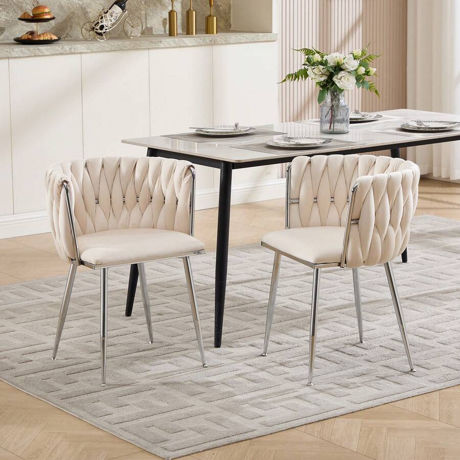 Dining Chair Ivory - 2 Piece Bar Stool Set Modern Style - Ivory - 查看 1