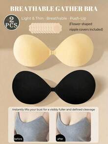 1-2pcs Breathable Round Cup Bra, Wireless Thick Padded Cups, Lift Up Bust, Seamless Invisible Design, Suitable For Wedding Dress, Formal Occasions And Tank Top Matching - Multicolor - View 20