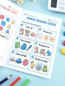 Children's Reading & Math Comprehensive Training Workbook, School Readiness Activity Book, Back To School Learning Supplies, Holiday Learning Gift - Multicolor - View 8
