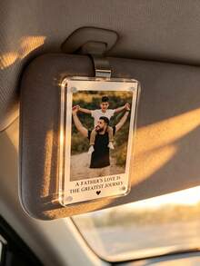 1pc Customized Acrylic Magnetic Personalized Photo Clip Car Frame, Personalized Acrylic Vertical Car Sun Visor Photo Clip, Dad Gift Customized Photo Car Sun Visor Clip Personalized Father's Day Gift Unique Gift For Him - Magnetic Photo Visor Clip - View 5