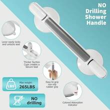 1pc Home Elderly Grab Bar, No Drilling Required, Non-Slip Suction Cup Design, Reusable, Suitable For Tile, Glass And Hard Plastic Surfaces, Ideal For Bathroom, Toilet, Living Room And Kitchen - Suction Cup Grab Bar - View 2