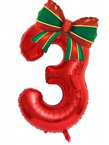 2pcs 32 Inch Red Number 0-9 Christmas Bow Birthday Party Decoration Aluminum Foil Cartoon Balloon Set - View 6