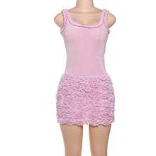 Sleeveless U-Neck Backless Frill Trim Body-Con Short Dress Pink Summer Party Elegant - Pink - View 12