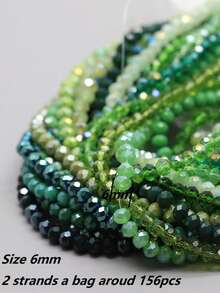 2Strands(Around 156pcs) 6mm Green Color Glass Beads For Jewelry Bracelets Making DIY Accessories - 6mm - View 1