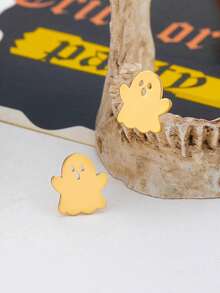 3pcs Gold Metal Ghost Bat Pumpkin Delicate Gothic Fun Jewelry Set Suitable For Party Luxury Banquet - Yellow Gold - View 6