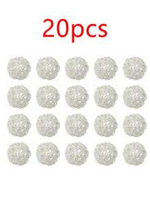 1/10/20pcs Rattan Decorative Balls, 3 Colors Autumn Farmhouse Style Decorative Rattan Balls, Suitable For Coffee Table, Wedding Bridal Party Tray, Fireplace Mantel, Vase Centerpiece, Autumn Harvest Thanksgiving, Country Home Tabletop Rattan Ball Bowl Filler, DIY Handmade Decoration - Multicolor - View 11