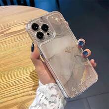 1 pieza Funda de teléfono minimalista con patrón de mármol de concha, alta transparencia, anti-caída, anti-rayones, anti-huellas, carcasa blanda de TPU transparente, protección de lente de cámara, compatible con Apple, Nothing, Pixel, funda protectora - Multicolor - Ver 5