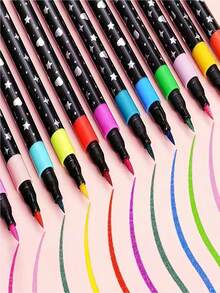 24/48 Colors Dual-Tip Glitter Markers, Quick-Dry Ink - Fine Tip, Extended Barrel Tip, Colorful Glitter Markers, Suitable For Scrapbooking, Card Making, Journaling, 24 Colors Dual-Tip Drawing Pens - Glitter Marker Set, Suitable For School, Classroom Supplies, Student Stationery, Artists And Supplies, Back To School Gift - Multicolor - View 8